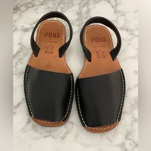 Pons Avarca Leather Black Sandals 37 /US 7 Made in Spain